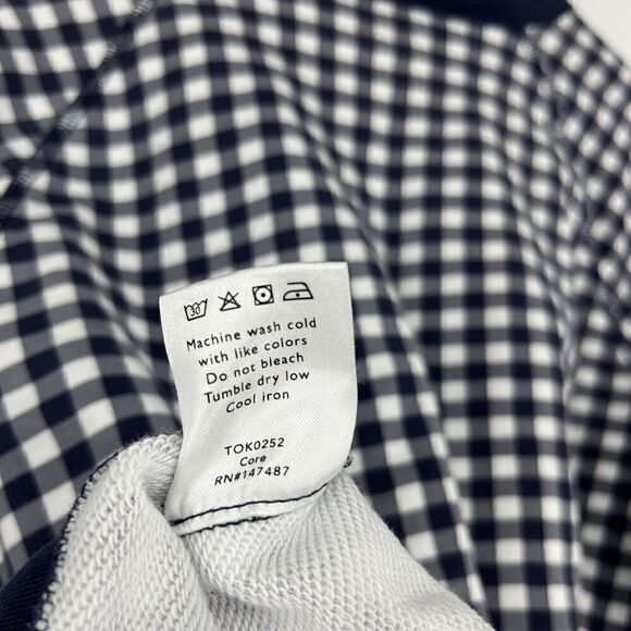 Draper James Sweatshirt Size Small Womens Navy White Gingham Check Natalie Top - Picture 7 of 7